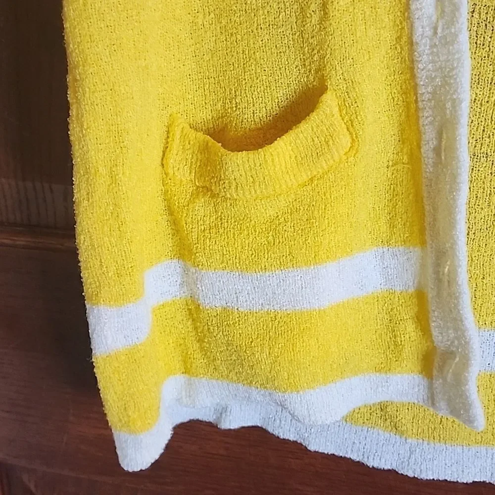 Vintage Yellow Donnkenny Button Up Sweater With Pockets Short Sleeve M
